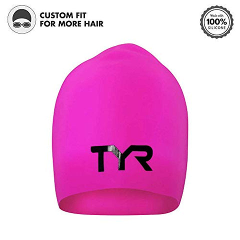 Image of TYR Long Hair Wrinkle Free Silicone Swim Cap (Fluro Pink)