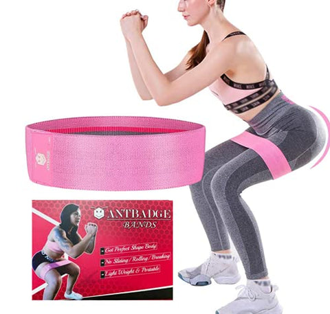 Image of ANTBADGE Anti-Slip Fabric Resistance Loop Bands for Women & Men Stretchable Exercise Band to Workout Booty Hips Glutes Thighs Legs ABS, squats & yoga at Home, Outdoors or Gym with portable Carry Bag