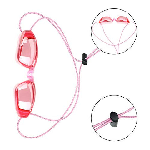 Image of 10 Sets Bungee Cord Strap Kit for Swim Goggles, Adjustable Replacement Swimming Goggle Strap with Cord Lock Clamp for Swimming Supplies (Green, Blue, Pink, Yellow, Orange)