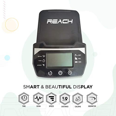 Image of Reach Iconic Air Bike Exercise Cycle for Home Gym | Fan-based Air Resistance for Cardio & Fitness Workout | Indoor Gym Equipment with LCD screen and Cushioned Seat