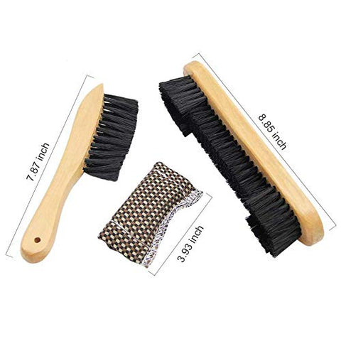 Image of Cllayees 9" Wooden Billiards Pool Table and Rail Brush Set with Cue Shaft Cloth Slicker Cleaner