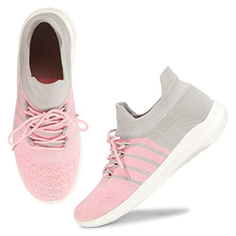 Image of ZOVIM Women Stylish Fashionable & Sneaker Shoes for Running/Sports/Outdoors/Morning Walking/Basketball/Trekking/Dance Pink