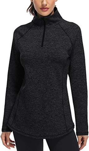 Image of Miusey Activewear for Women,1/4 Zipper Polo Shirts Ladies Cool Workout Tops Loose Fitting Cozy Soft Hiking T Shirt Dri Fit Yoga Breathable Sport Exercise with Leggings Black2 XXL