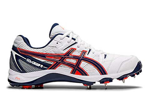 Image of ASICS Men Gel-Peake 5 White/Blue Expanse Leather Cricket Shoes-6 UK (40 EU) (7 US) (P613Y)