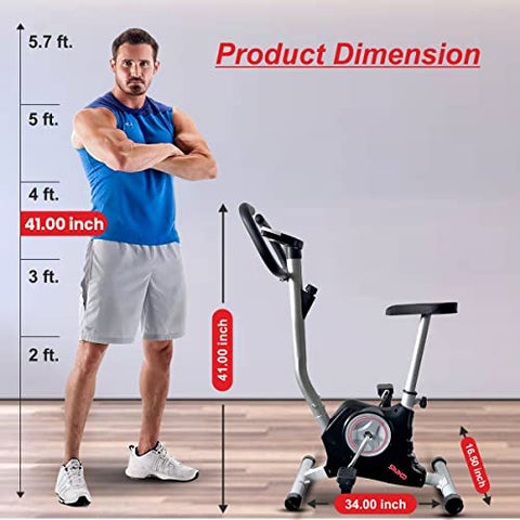 Image of SPARNOD FITNESS SUB-49 Upright Exercise Bike for home gym - LCD Display, Height Adjustable Seat, Compact design and 4 Kg Flywheel - Perfect Cardio Exercise Cycle Machine for Small Spaces - Black