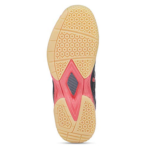 Image of YONEX AEROCOMFORT TRU Unisex Cushion Ergo Shape Non-Marking Sole Hexagrip 3 Non Marking Badminton Shoes Ideal for Badminton, Squash, Table Tennis, Volleyball, Black Bright Red, UK 8