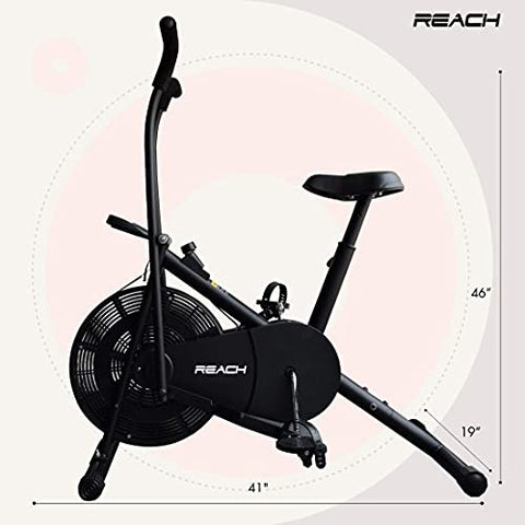 Image of Reach Air Bike Exercise Cycle With Moving Handles & Adjustable Cushioned Seat (Multi-color)