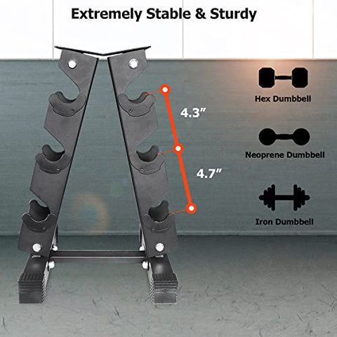 Image of A2ZCARE Steel Dumbbell Rack, Dumbbell Storeage Rack, 5 Tier Weight Rack Dumbbell Stand, Dumbbell Holder, Dumbbell Rack Stand, Weight Racks for Dumbbells. (3 Tier Rack)
