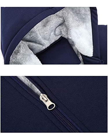 Image of PASOK Men's Casual Tracksuit Full Zip Running Jogging Athletic Sports Jacket and Pants Set Thicken Blue 2XL