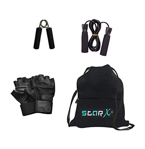 Image of StarX 20kg Home Gym Combo with 3ft Road and Accessories, Black