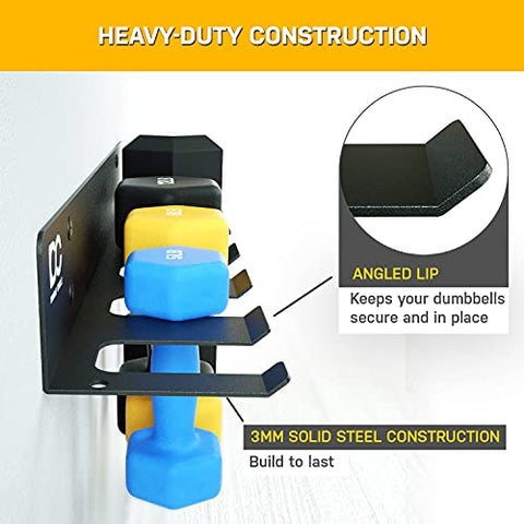 Image of Double Circle Dumbbells Rack Home Gym Storage (Rack Only), 6-Slot Free Weight Holder, Heavy-Duty Wall-Mounted Steel Stand for Strength Training Equipment, 2 Carabiners and Mounting Hardware