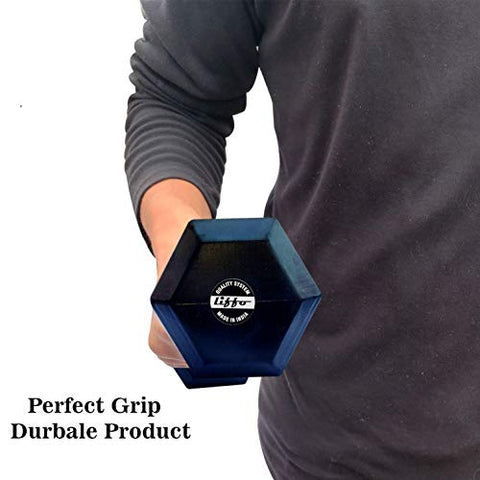 Image of Liffo® Rubber Coated Hex Dumbbells Solid Steel Pure Black Rubber 2Kg,2.5Kg,3Kg,4Kg,5Kg ((2.5 KG x 2 PCS = 5 KG))