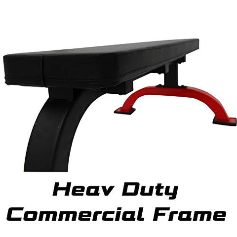 Image of Kobo EB-1011 Imported Steel Heavy Duty Exercise Flat Bench for Home Gym (Black, Red)