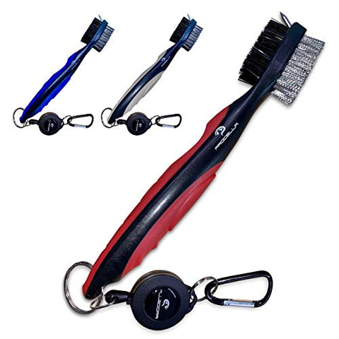 Image of Procella Golf Club Brush - Must-Have Golf Tool for Cleaning Dirty Clubs - Golf Club Cleaner for Irons & Woods - Golf Brush and Groove Cleaner with Carabiner - Nylon & Wire Golf Club Cleaning Brush