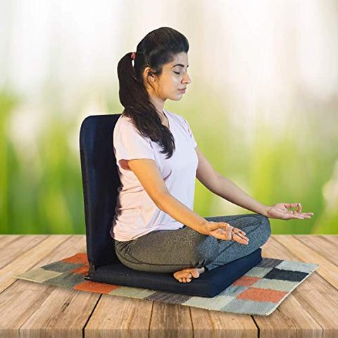 Image of Kawachi Right Angle Back Support Portable Relaxing Folding Yoga Meditation Chair (Darkblue)