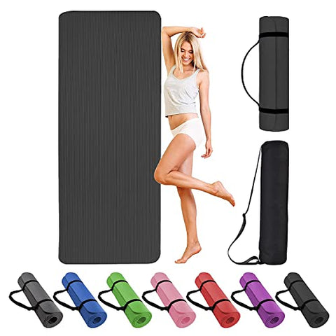 Image of Yoga Mat - 13MM Thick High Density NBR Eco Friendly Non Slip Exercise & Fitness Mat for Mens and Women All Types of Yoga, Pilates Funko Pop! Keychain (72"inch x 24" inchx 13mm) (12MM, Black)