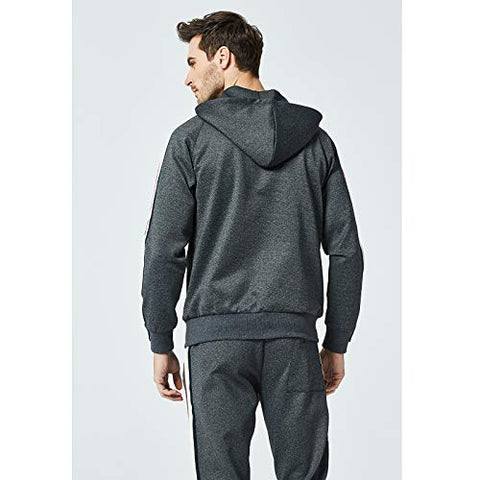Image of MANTORS Men's Hooded Athletic Tracksuit Full Zip Casual Jogging Gym Sweat Suits Darkgray-S