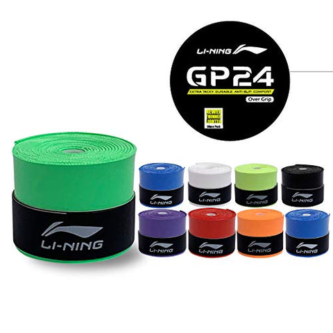Image of Li-Ning PU Polyurethane Badminton Replacement Grip Pack of 4 Grips (GP24 - Assorted Colour)