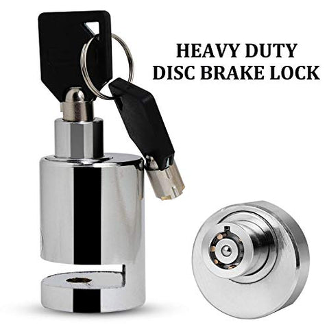 Image of Allextreme EXHDBL1 Stainless Steel Heavy Duty Painted Finish Disc Brake Anti Theft 7mm Pin Wheel Locking Security Lock for Bike and Motorcycle (Chrome )