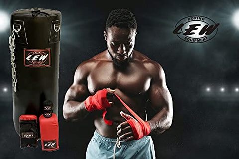 Image of LEW 4FT Filled Soft Strike Synthetic Leather Punching Bag Boxing MMA Sparring Punching Training Kick Boxing Muay Thai with Hanging Chain