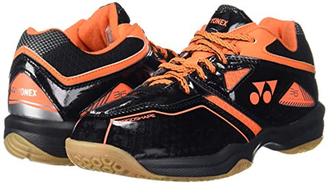 Image of YONEX Men's SHB 36EX Microfiber Non Marking Power Cushion Black, Orange Badminton Shoes - 7 UK