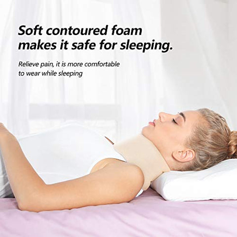 Image of Soft Foam Neck Brace Universal Cervical Collar, Adjustable Neck Support Brace for Sleeping - Relieves Neck Pain and Spine Pressure, Neck Collar After Whiplash or Injury (3" Depth Collar, M)