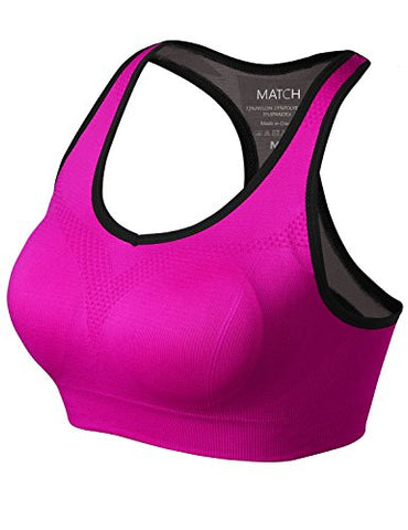 Image of Match Women Wirefree Padded Racerback Sports Bra for Yoga Workout Gym Activewear #0001, 1 Pack of 3(plum), M (32C, 32D, 34C, 34D, 36B, 36C)