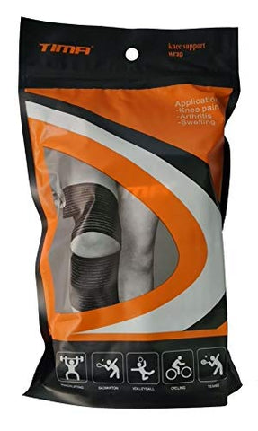 Image of TIMA 1117 Polyester Elastic Knee Compression Bandage Wraps Support for Legs, Thighs, hamstrings Ankle & Elbow Elastic Compression Wraps Perfect for Squats, Powerlifting (Pack of 2, Black)