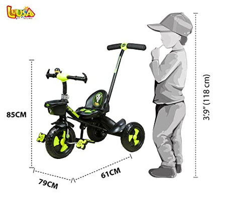Image of Luusa RX-500 Kids / Baby Tricycle with Parental Control , Cushion seat and seat Belt for 12 Months to 48 Months Boys / Girls / Kids. Carrying Capacity Upto 30kgs ( Green ))