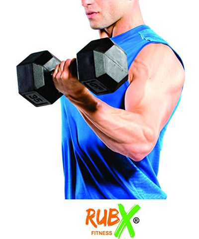 Image of RUBX Rubber Coated Professional Exercise Hex Dumbbells (Pack of Two) (5)