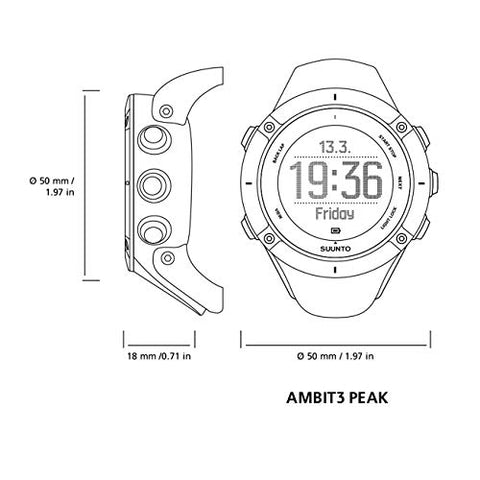 Image of Suunto SS020674000 Ambit 3 Peak GPS Watch with Heart Rate Monitor (Black)