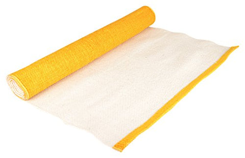 Image of Arka Cotton Yoga Mat Handloom Organic Anti-Skid (72 x 24 Inches, 4mm Thick) Washable Durry (Kaivalyadhama Parvatasna Chakra - Yellow)