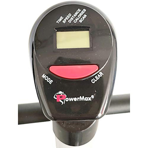 Image of PowerMax Fitness BU-200 Exercise Upright Bike with Anti-Skid Pedals, Adjustable Foot Strap and Vertical Seat Adjustment for Home Gym, (Model: BU-200-AL143), White