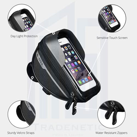 Image of B-Soul Waterproof Cycle Frame Bag with Touch Screen Bicycle Pouch Mobile Holder for All Phones Under 6.8 Inches (Black)