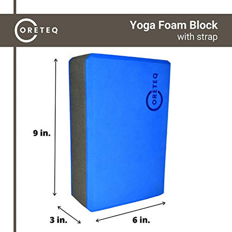 Image of Coreteq High Stability EVA Foam Yoga Block Brick Set of 2 with Yoga Belt Starter Kit (Purple-Black-Purple)