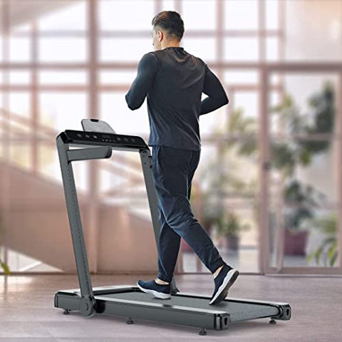 Image of Flexnest 2-in-1 Smart Foldable Treadmill-2 Displays, Bluetooth Speaker, Installation-Free, App/Remote Control & Free-Classes and Virtual Walks for Home, Office Walking and Running Pad Flexpad (Black)