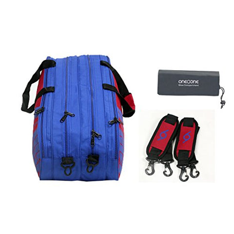 Image of One O One - Lines Collection Four Compartment Reb & Blue - Badminton/Tennis Kitbag