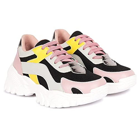 Image of ZAPATOZ Women's Stylish Lightweight | Casual Shoes | Sneakers Black