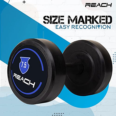 Image of Reach round dumbbell weights for strength training at home and gym ( 7.5 kg pair )
