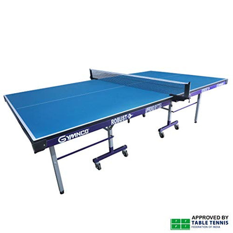 Image of Gymnco Robust Iron Tech Table Tennis Table with 75 MM Wheel (Top 25 mm Laminated Compressed & Free TT Table Cover + 2 TT Racket & Balls)