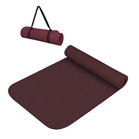 Image of VIFITKIT® Yoga Mat Anti Skid EVA Yoga mat with Carrying Strap for Gym Workout and Flooring Exercise Long Size Yoga Mate for Men Women… (Wine, 4mm)