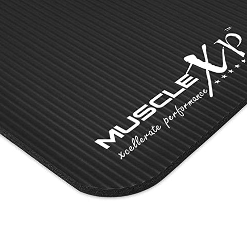 Image of MuscleXP Yoga Mat (10 mm) Extra Thick NBR Material for Men and Women, Exercise Mats with Carrying Strap for Workout, Yoga, Fitness, Pilates (Black)