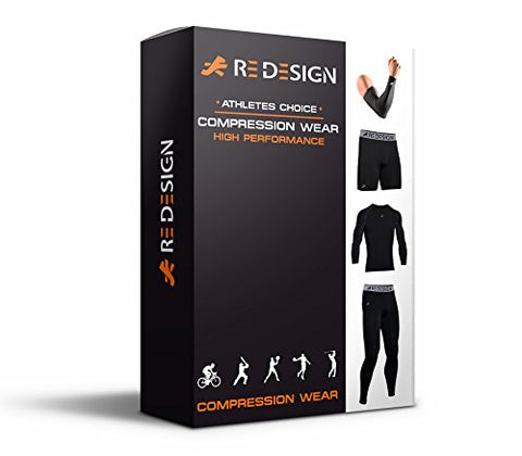 Image of ReDesign Apparels Printed Compression Men's Nylon Shorts Tights Skins (Medium, Navy Blue)