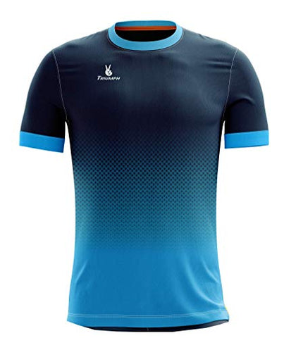 Image of Triumph Men Soccer Jersey Quick Dry Half Sleeve Football Jerseys for Men's Printed Soccer Football Sports Team T-Shirts for Boys Player Polyester Sportswear Football T Shirts Size L SkyBlue