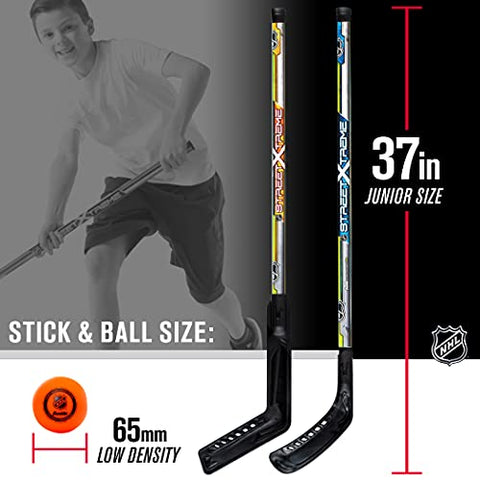 Image of Franklin Sports Street Hockey Set - NHL - Goalie and Player Sticks and Ball