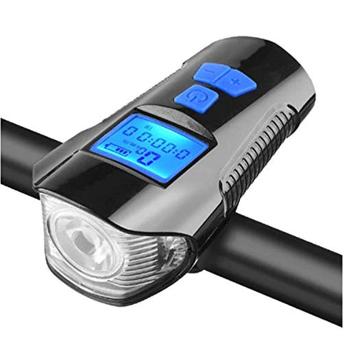 Image of FASTPED New Smart Bike Accessories Motor Handlebar Front 3 in 1 USB Rechargeable Power Display Speedometer Electric Horn Bike Light, plastic