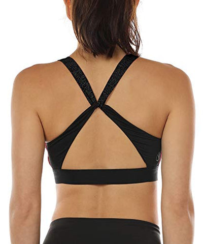 Image of icyzone Workout Sports Bras for Women - Women's Running Yoga Bra, Activewear Top, Athletic Fitness Clothes, Black, X-Large
