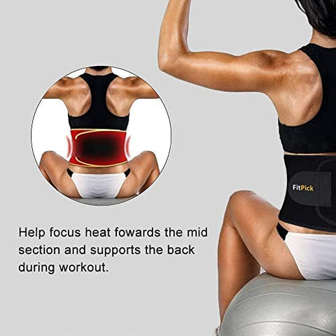 Image of FIT PICK Sweat Belt, Stomach Belt for Men and Women Non-Tearable, Sauna Belt Waist Trainer , Sweat Belt for Men and Women (4.5 mm Thickness) Black