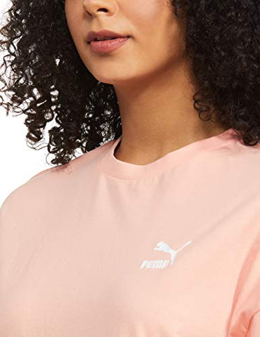 Image of Puma Women's Solid Regular T-Shirt (59957926_Apricot Blush XS)