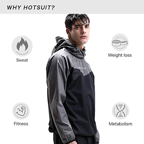 Image of HOTSUIT Sauna Suit Men Weight Loss Gym Exercise Sweat Suits Workout Jacket, Gray, XXL